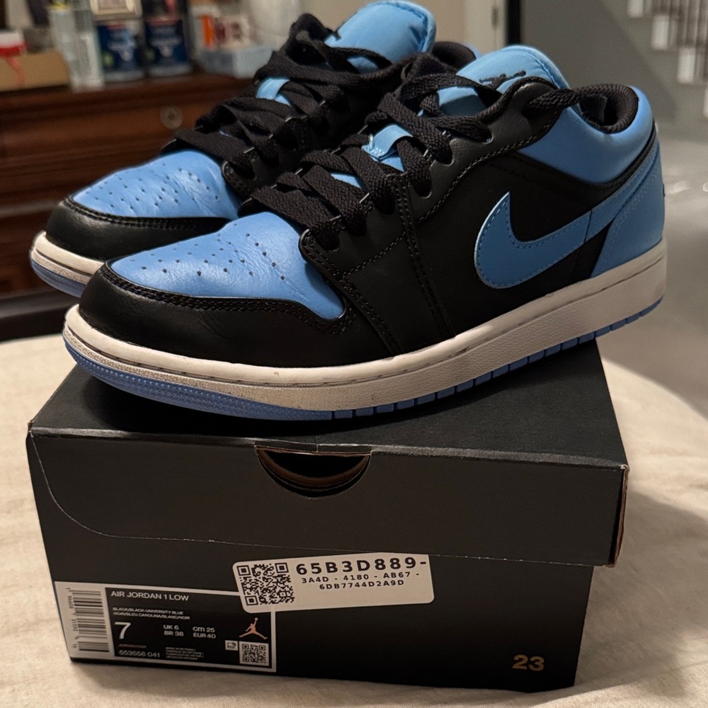 Nike Air Jordan 1 Low Black and Blue Sneakers